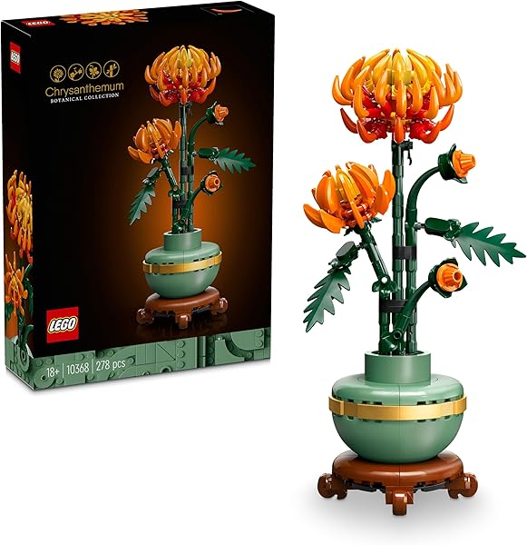 LEGO Icons Krizantem 10368 - Yetişkinler için Dekoratif Kasımpatı Çiçeği Yapım Seti (278 Parça)