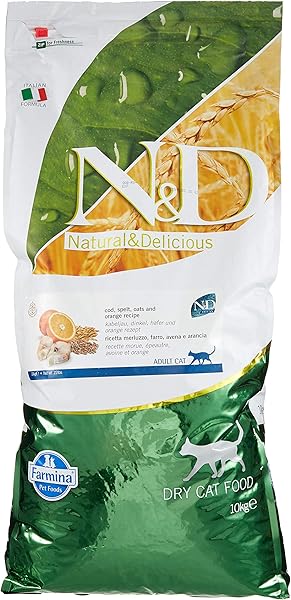N&D Ocean Morina Balığı, Kılçıksız Buğday, Yulaf & Portakal Yetişkin Kedi Maması 10 kg