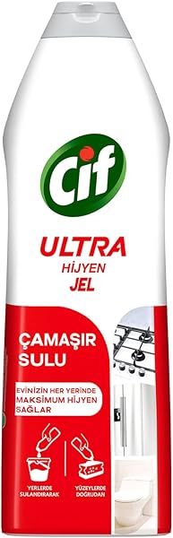 Cif Ultra Hijyen Jel Yüzey Temizleyici Çamaşır Sulu Katkılı Leke Çıkarıcı Yağ Çözücü 750 ml