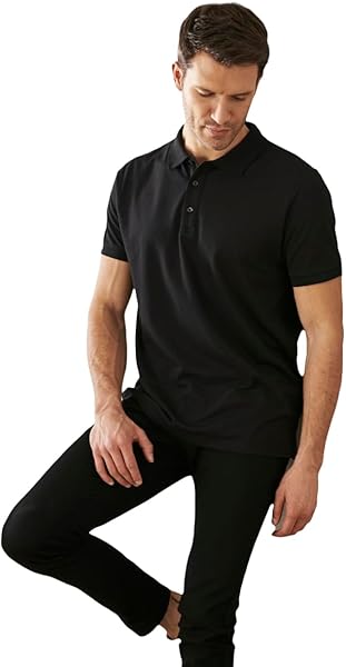 Erkek Slim Fit Dar Kesim Kıvrılmaz Polo Yaka Kısa Kollu Tişört