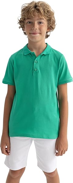 DeFacto Erkek Çocuk Erkek Çocuk Beyaz Pike Kısa Kollu Polo Okul Tişörtü