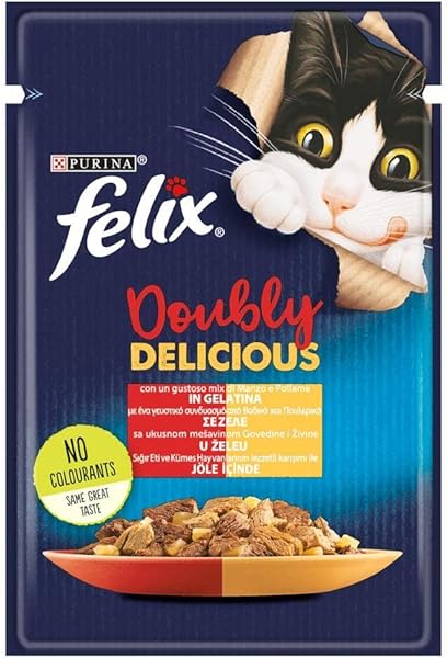 Felix Çifte Lezzet Sığır & Tavuklu Kedi Yaş Mama (26 x 85 gr)