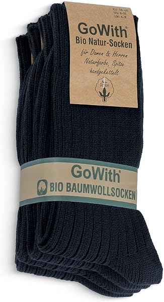 Gowith%100 Doğal Pamuktan Üretilmiş Ön Yıkamalı Dikişsiz Ribana Örgü Bio Naturel Kadın ve Erkek Çorap