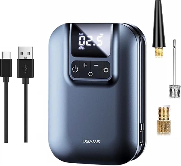 Usams US-ZB215 350PSI 5000mah Şarjlı Çok Amaçlı Taşınabilir Lastik Hava Pompası