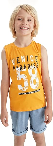 DeFacto Erkek Çocuk Bisiklet Yaka Baskılı Atlet