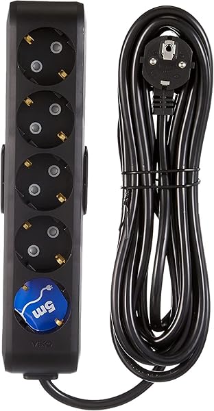 Viko Multi-Let 5li Topraklı Kablolu Ç.K 5mt Siyah Priz