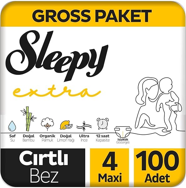 Sleepy Extra Günlük Aktivite Gross Paket Bebek Bezi 4 Numara Maxi 100 Adet