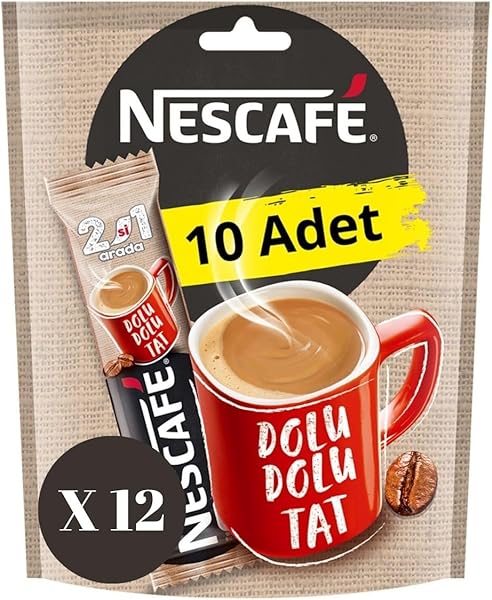 Nescafe 2'si 1 Arada Çözünebilir Kahve Karışımı 120 Adet (10 x 10 g) x 12