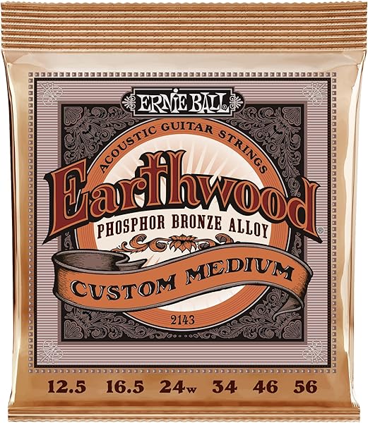 Ernie Ball Earthwood Özel Orta Akustik Gitar Telleri, Fosfor Bronz, Ölçü 12.5-56