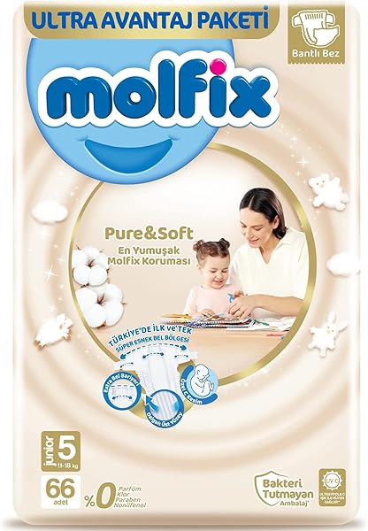 Molfix Bebek Bezi Pure&Soft Junior 5 Beden Aylık Paket 66 Adet