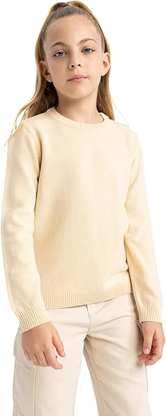 DeFacto Kız Çocuk Kız Çocuk Siyah Bisiklet Yaka Okul Kazağı