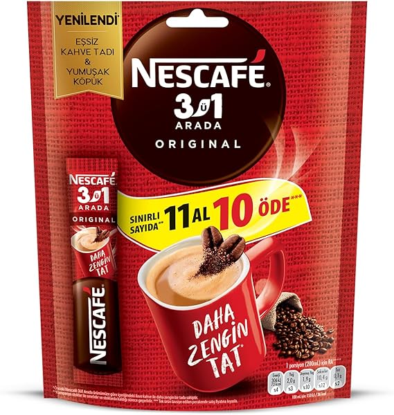 Nescafé 3'ü 1 Arada Original Çözünebilir Kahve 11 Al 10 Öde 11x17.5g