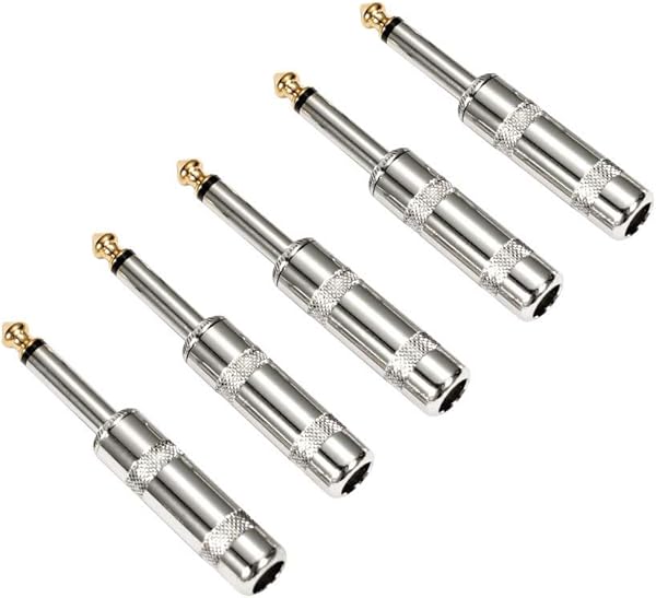 Ses 1/4 “TS Erkek 1/4" Ağır Hizmet TS Mono Erkek Lehim Konnektörü Hoparlör/Gitar/Kablo için, 5'li Paket