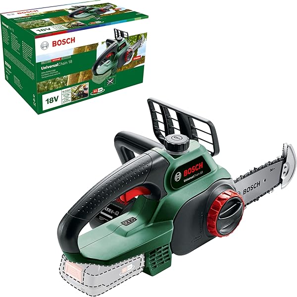 Bosch Home and Garden EasyChain 18 Akülü Zincirli Ağaç Kesme Makinesi, Yeşil, Akü ve Şarj Cihazı Dahil Değildir, 18 V, 20 cm 