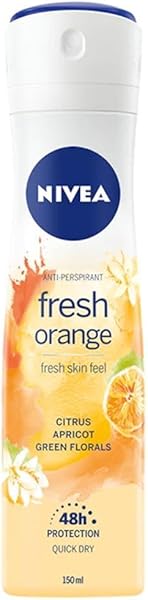 NIVEA Kadın Sprey Deodorant Fresh Orange, Ter ve Ter Kokusuna Karşı 48 Saat Anti-perspirant Koruma (150 ml)