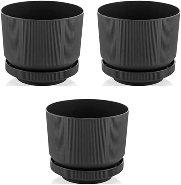 3’lu Plastik Tabaklı Saksı 3 Adet Antrasit, 1,7lt