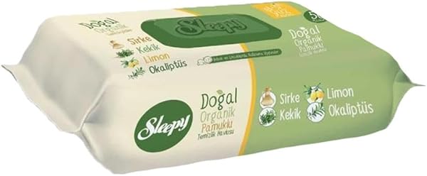 Sleepy Doğal Organik Pamuklu Limon & Sirke & Kekik & Okaliptüs Temizlik Havlusu 50 Yaprak