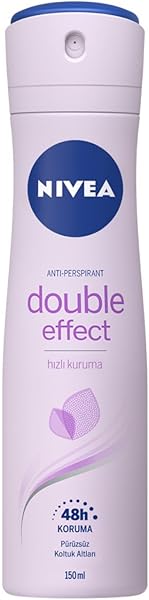 NIVEA Kadın Sprey Deodorant Double Effect 48 Saat Anti-perspirant Koruma ,Pürüssüz Koltuk Altı (150 ml)