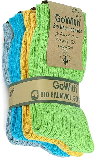 Gowith%100 Doğal Pamuktan Üretilmiş Ön Yıkamalı Dikişsiz Ribana Örgü Bio Naturel Kadın ve Erkek Çorap