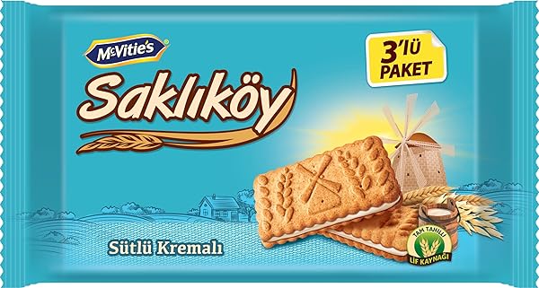 Ülker Saklıköy Sütlü Kremalı Bisküvi 88G 3lü Paket