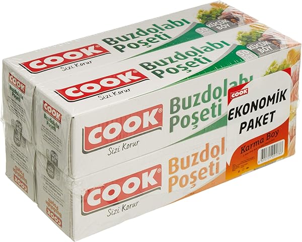 Cook Buzdolabı Poşeti 3+1 Ekonomik Paket Karma 2 Küçük Boy + 2 Orta Boy