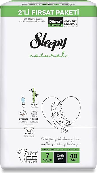 Sleepy Natural 2'li Fırsat Paketi Bebek Bezi 7 Numara Xxlarge 40 Adet