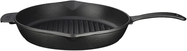 Lava Döküm Yuvarlak Izgara Tava, Metal Kulplu, 28 cm, Siyah