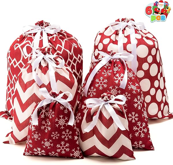 6 adet kumaş hediye kesesi, kırmızı şık renk, her mevsim için 3 boyutta, tatil hediyesi, tatil hediyesi, dekor, büyük hediye 