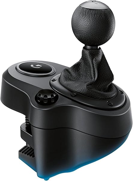 Logitech G G923, G29 veya G920 için Driving Force vites kolu, 6 vites, Geri vites, çelik ve deri, siyah