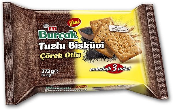 Eti Burçak Çörek Otlu Tuzlu Bisküvi 3 x 91 g