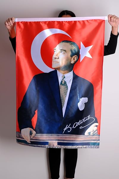 Atatürk Baskılı Türk Bayrağı 70x105 cm Raşel Kumaş Yüksek Kalite Dijital Baskı - -Özel Sert Plastik Koruma Kutusu İle Gelir-