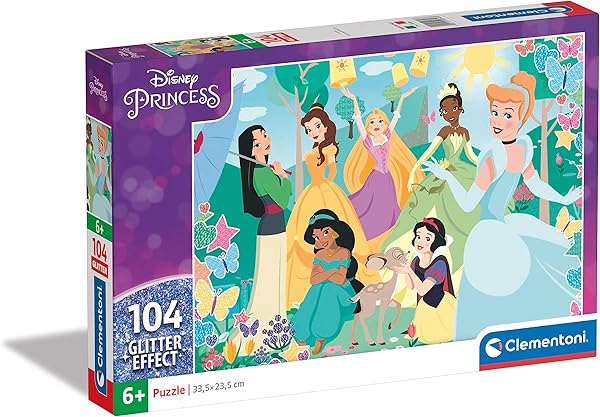 Clementoni - 104 Parça Glitter Puzzle - Princess - 20346