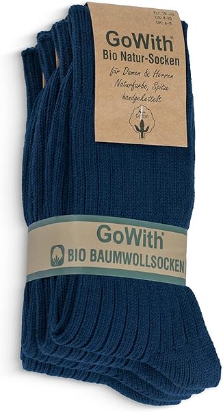 Gowith%100 Doğal Pamuktan Üretilmiş Ön Yıkamalı Dikişsiz Ribana Örgü Bio Naturel Kadın ve Erkek Çorap