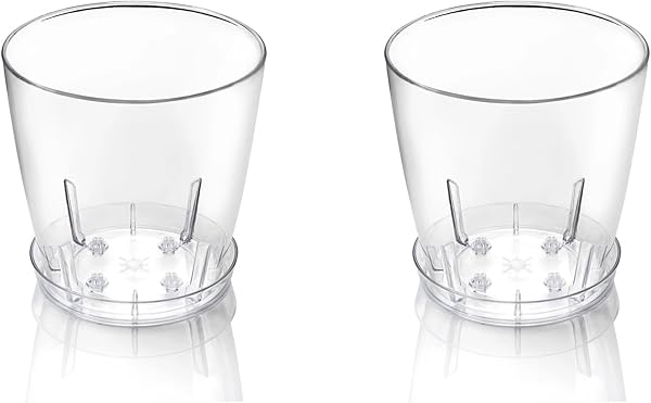 2 Adet 13 cm Poliwork Orkide Saksısı 1.6 Lt Tabaklı 2'li Şeffaf Saksı