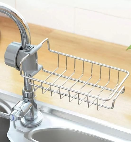 Busstier Mutfak Banyo Duş Musluk Üstü Tek Katlı Raf: Sabun Sünger Askısı ile Pratik Depolama Çözümü