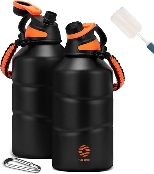 Fjbottle Paslanmaz çelik içecek şişesi, 1900 ml, manyetik kapaklı, BPA içermez, sızdırmaz, çift duvarlı termo metal şişe, kar