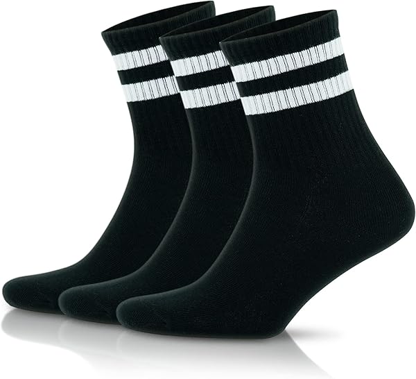 GoWith 3'lü-4'lü Pamuklu Renkli Çizgili Fitilli Kolej Spor Erkek Çorap, Tenis Çorabı 3501