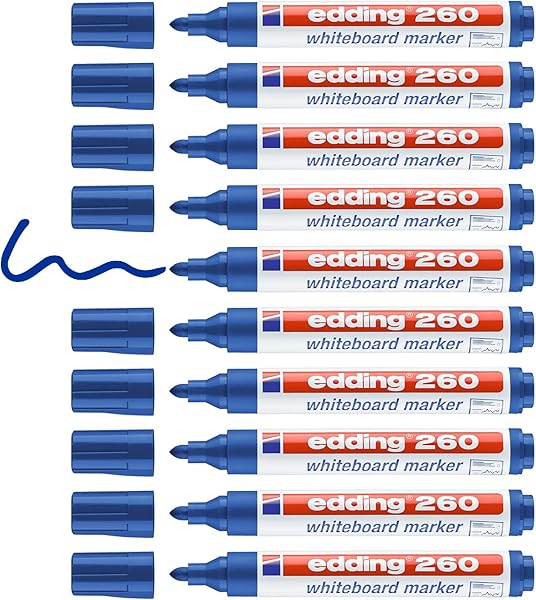 Edding 260 beyaz yazı tahtası kalemi mavi - 10 kalem