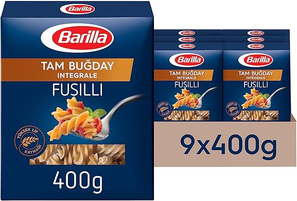 Barilla Tam Buğday Burgu Makarna (Integrale Fusilli), 400gr x 9