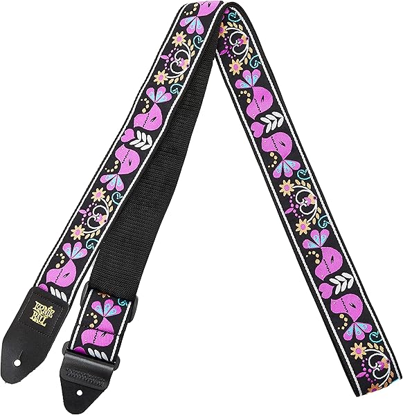 Ernie Ball Jacquard Weave Gitar Askısı Mor Kuş Acı Bakla Desen