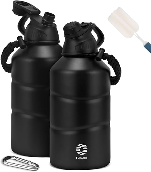 FJbottle Paslanmaz çelik içecek şişesi, 1,9 l, manyetik kapaklı, BPA içermez, sızdırmaz, çift duvarlı termo metal şişe, karbo