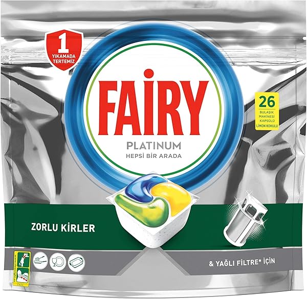 Fairy Platinum 26 Yıkama Bulaşık Makinesi Deterjanı Kapsülü Limon Kokulu, 26 Kapsül