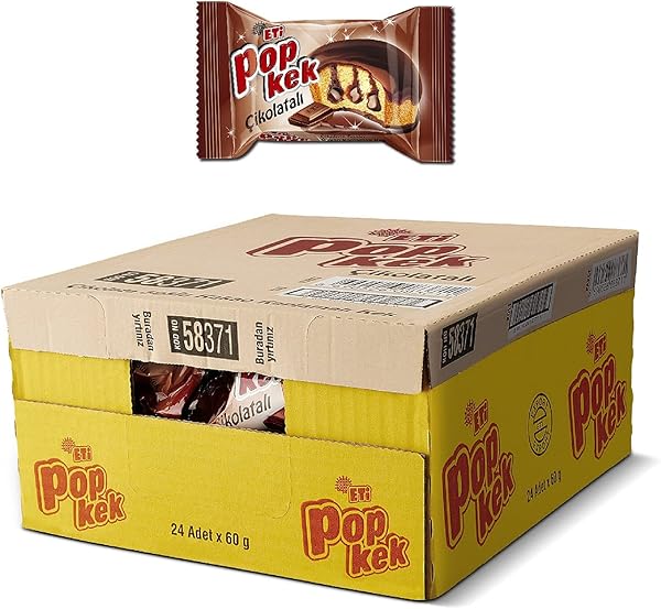 Eti Popkek Çikolatalı Kek 60 g x 24 Adet Kahverengi