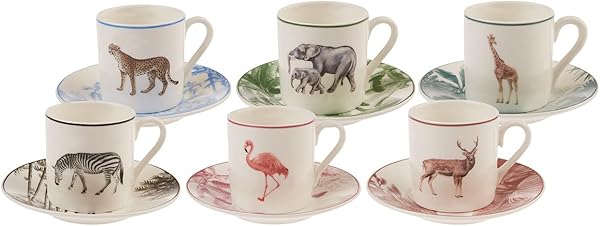 Karaca 153.03.06.4676 Jungle 6 Kişilik Kahve Fincanı, Çok renkli