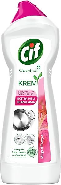 Cif Krem Yüzey Temizleyici Müge ve Frezya Yağ ve Kireç Sökücü Leke Çıkarıcı 750 ML