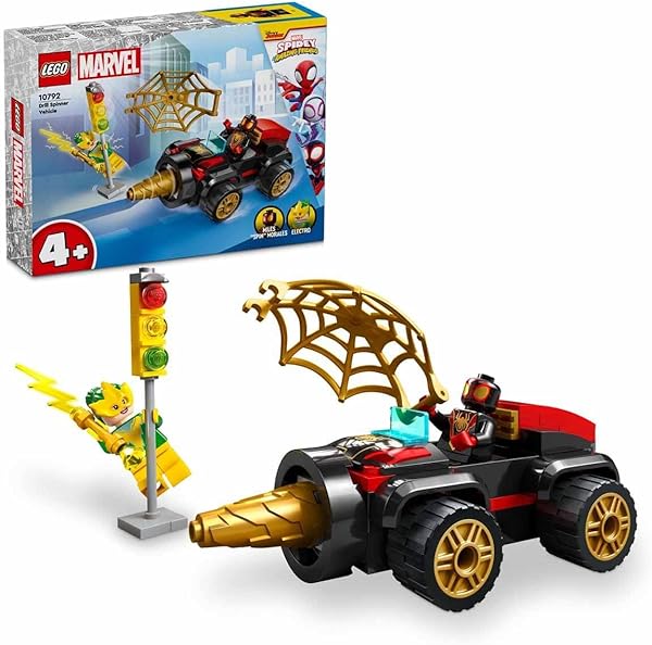 LEGO® Marvel 4+ Döner Burgulu Araç 10792-4 Yaş ve Üzeri Çocuklar için Örümcek Adam Arabası, Miles Morales ve Electro Minifigü
