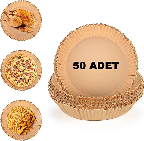 ROBEVE 50 Adet Airfryer Pişirme Kağıdı Fritöz Yağlı Kağıt Yanmaz Yağlı Pişirme Kağıdı Airfryer Yanmaz Yapışmaz Pişirme Kağıdı