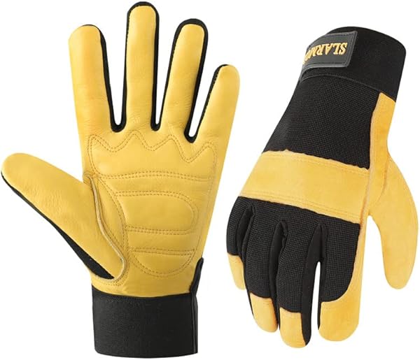 SLARMOR deri iş eldivenleri kadın ve erkek, Velcro bilek kayışlı bahçe eldivenleri, esnek ve nefes alabilen iş eldivenleri, d