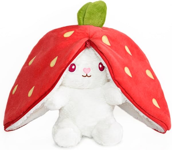Çilek Yastık Tavşan Pelüş Oyuncak - Pelüş Çilek Tavşan,Çilek Yastık,Doldurulabilir Oyuncak,Çilek Çanta,Büyük Kulaklı Çilek Ta