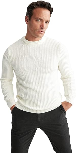 DeFacto Standart Fit Bisiklet Yaka Waffle Kazak